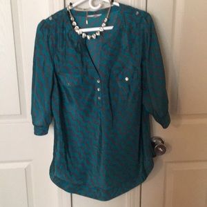 Stitch Fix 41 Hawthorn Silky Teal Stripe Tunic Top